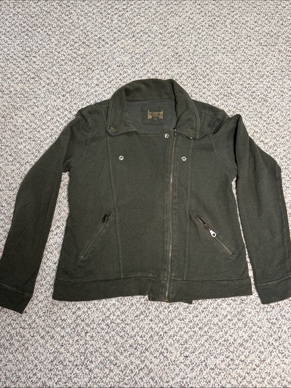 Ruff Hewn Dark Olive Zip-Up Bomber Jacket